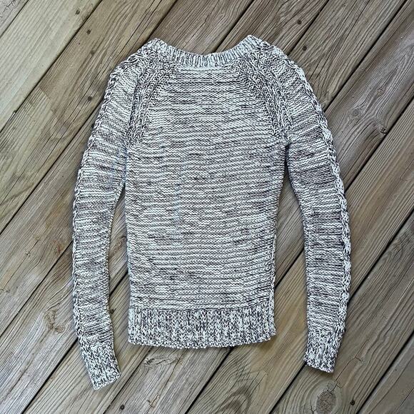 Gap Long Sleeved Raglan Cable Knit Sweater in Navy Marled Size XS - Picture 2 of 5